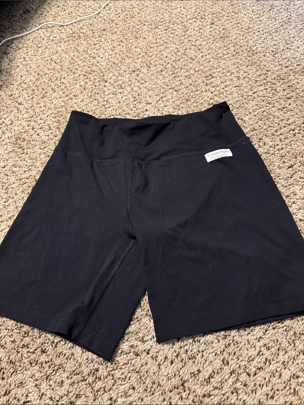 Calvin Klein Black High-Rise Bike Shorts with Logo Tag